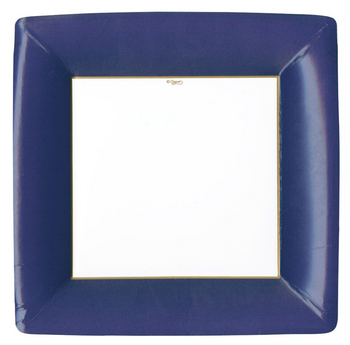 Caspari Dinner Plates: Grosgrain - Square - Navy